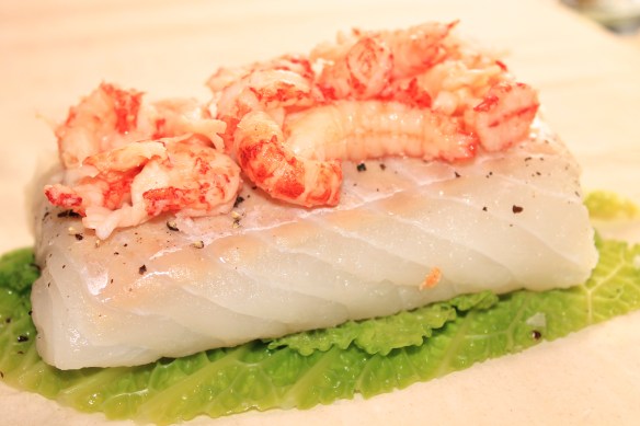Cod and crayfish - preparing