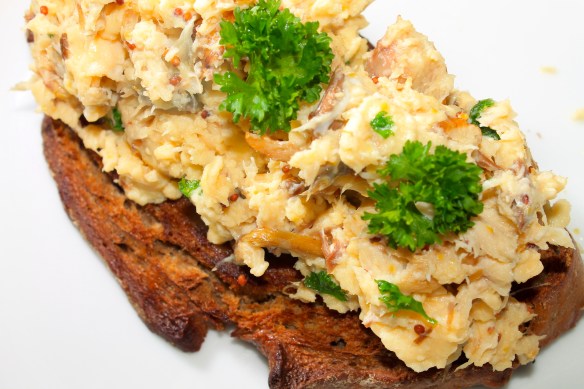 Smoked Mackerel and Egg on Rye Toast