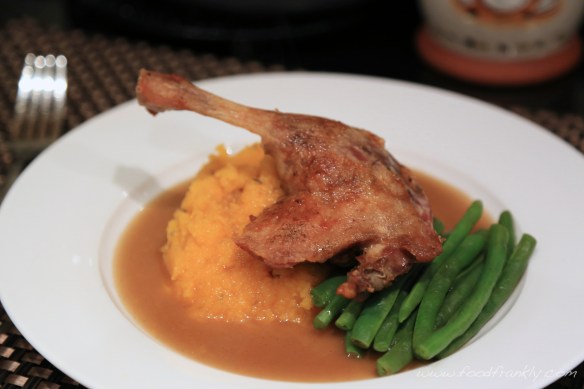 Duck with butternut squash and muscat