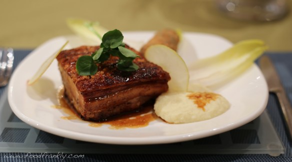 Pork belly fennel celeriac puree