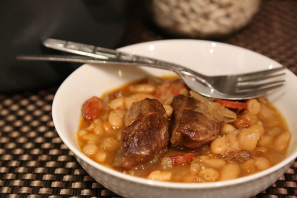 Braised pork cheek and bean stew