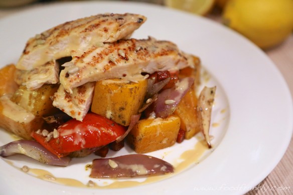 Grilled chicken tahini dressing