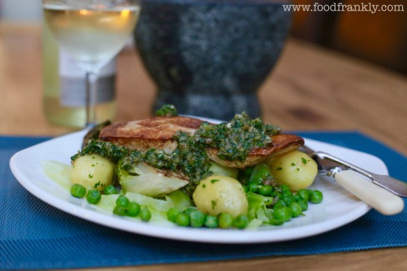 Halibut and salsa verde